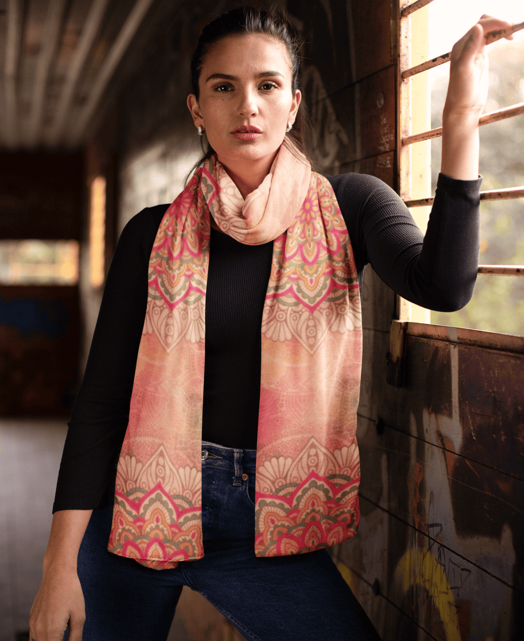 Sunset Mandala Satin Stole