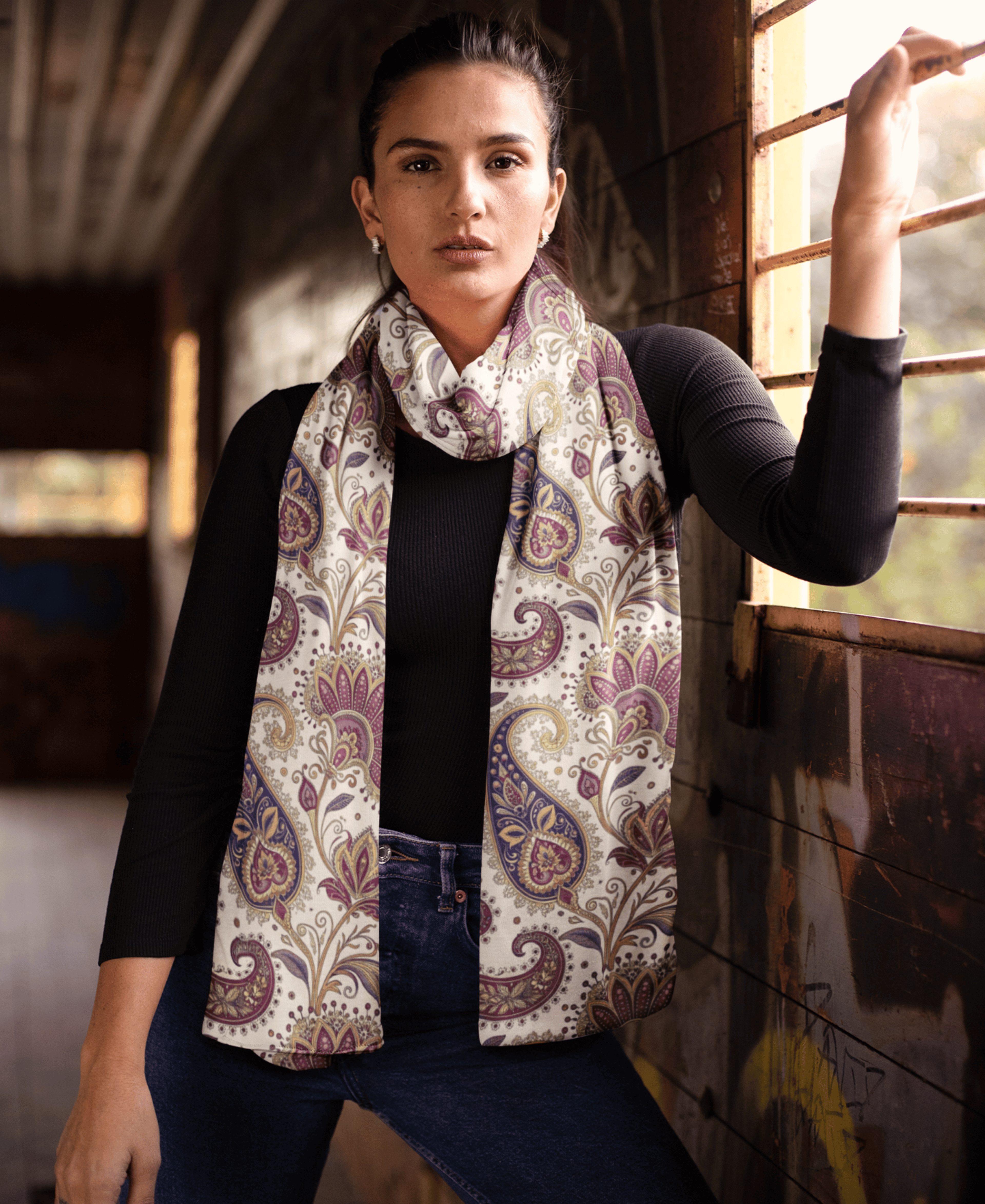 Amethyst Paisley Satin Stole